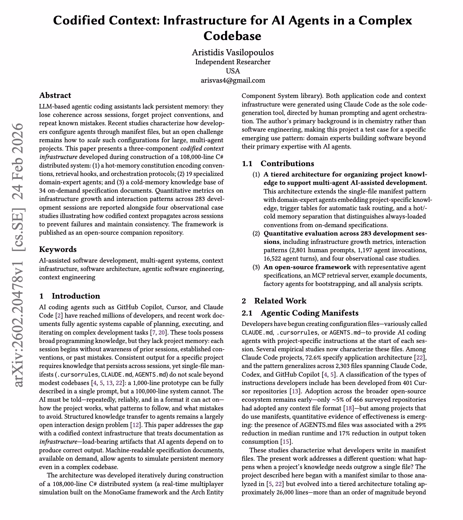 AI资讯：展示Codified Context三层记忆架构示意图及大规模代码库实测数据