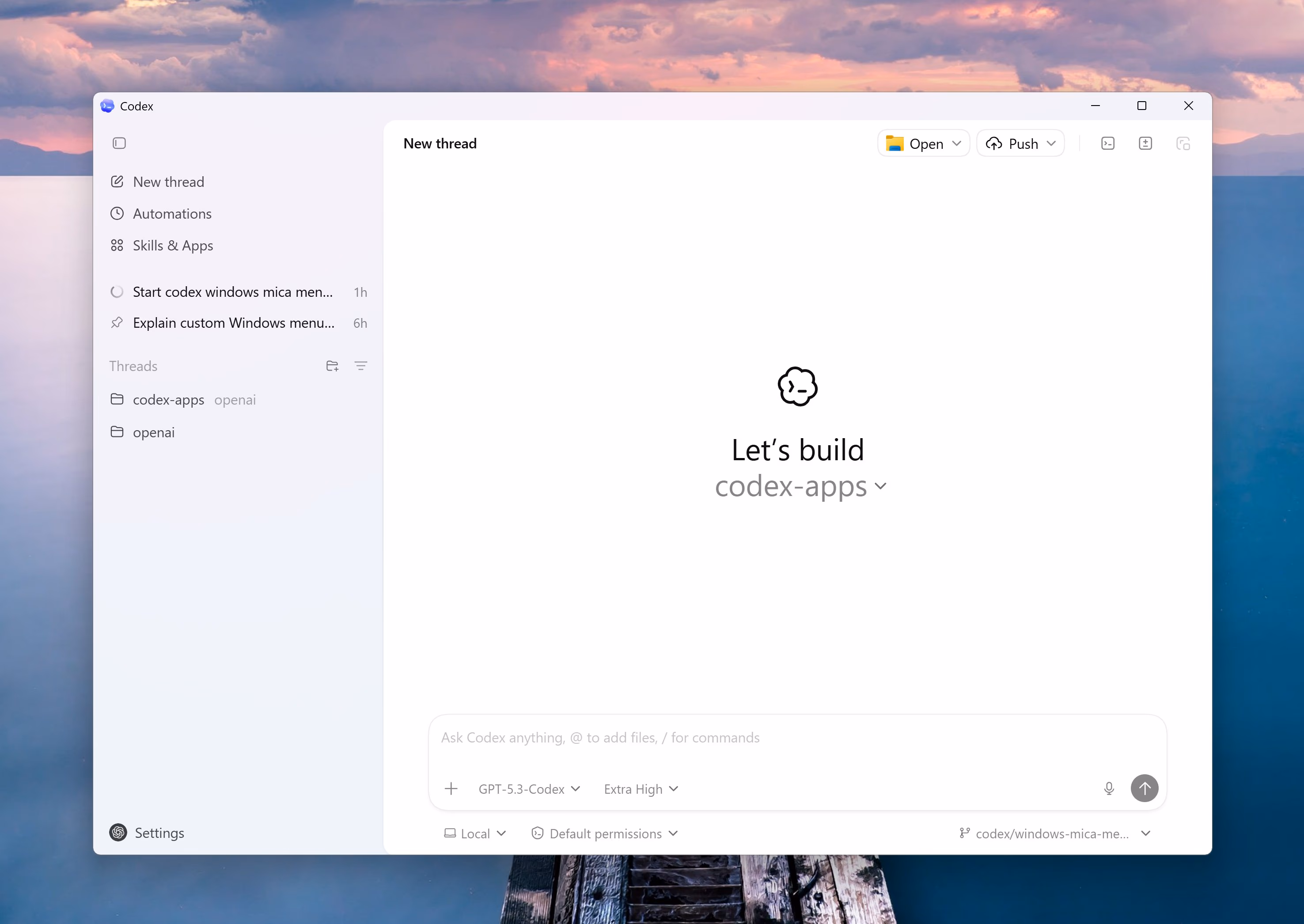 AI资讯：OpenAI Codex App适配Windows系统的原生运行界面