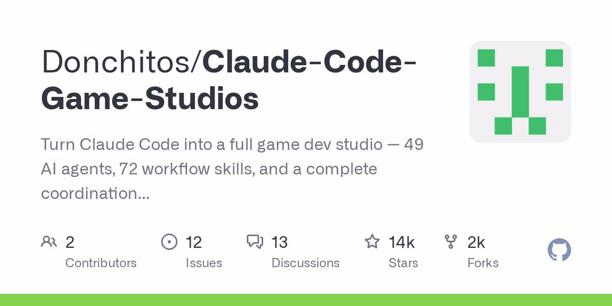 AI资讯:GitHub开源项目Claude Game Studios的自动化开发架构示意图