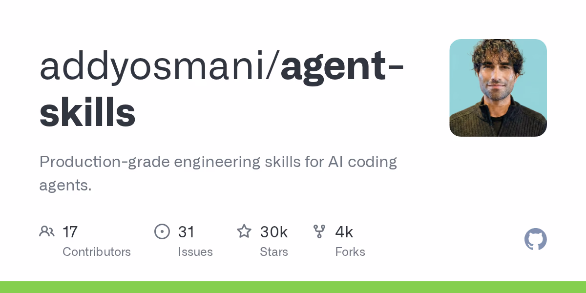 AI资讯:GitHub上展示Agent-Skills智能体工程技能库的社交预览图