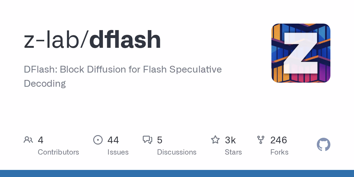 AI资讯:展示dflash项目利用块扩散技术优化LLM推理速度的架构示意图