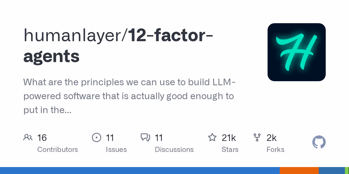AI资讯:GitHub开源项目12-factor-agents关于智能体开发的工程化标准预览图