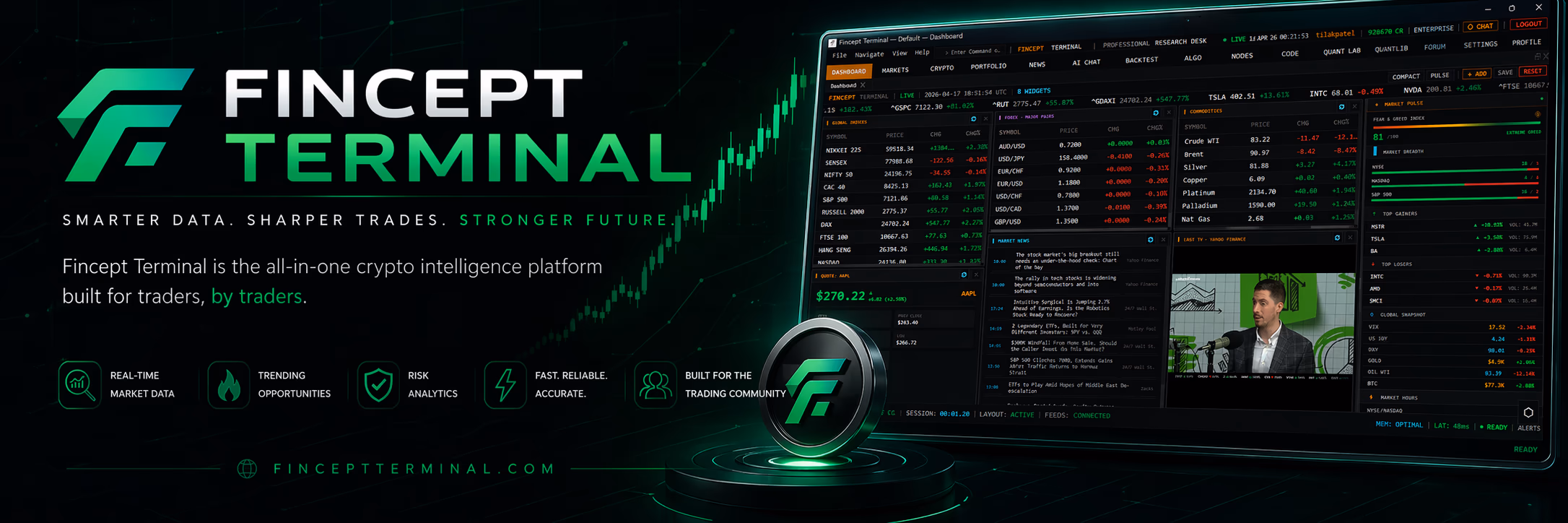 AI资讯:FinceptTerminal开源金融终端实时交易数据仪表盘截图