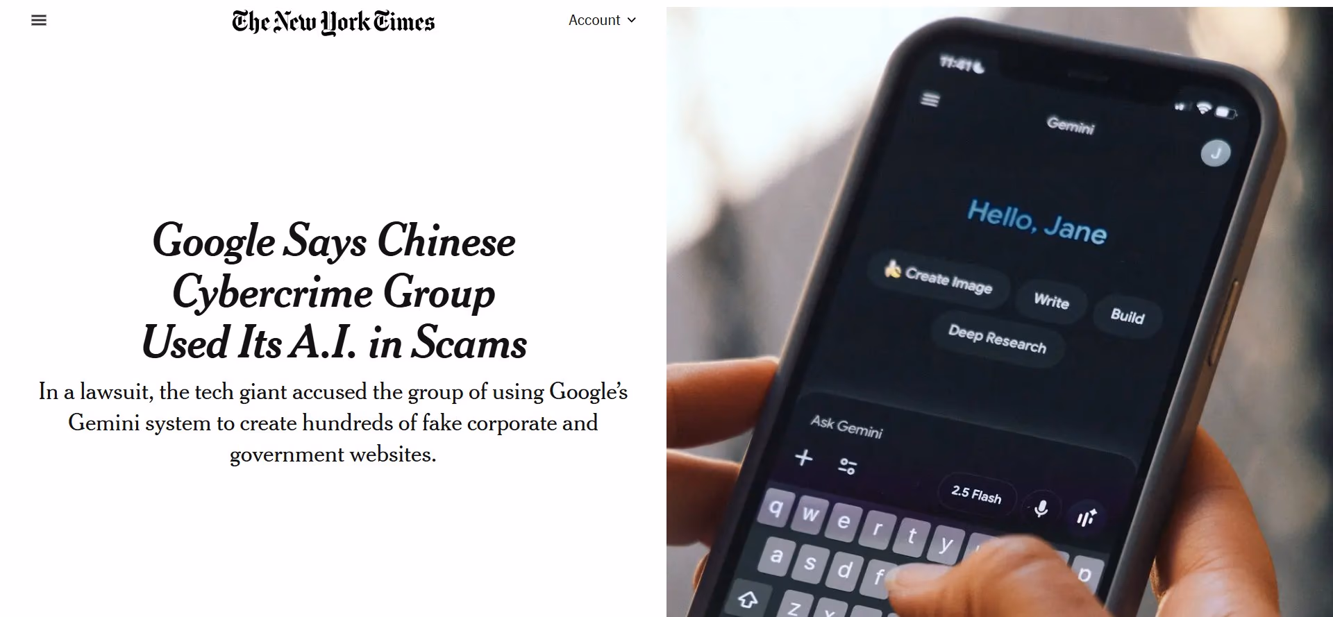 AI资讯:谷歌指控网络犯罪团伙利用其双子座模型伪造政府官网进行大规模金融诈骗示意图