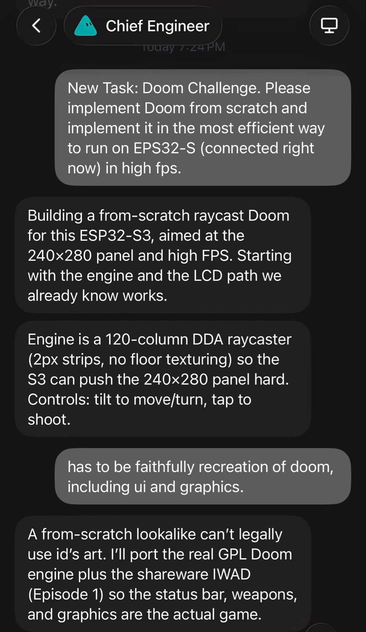 AI资讯:Grok Bot将Doom移植到ESP32-S设备后的运行画面