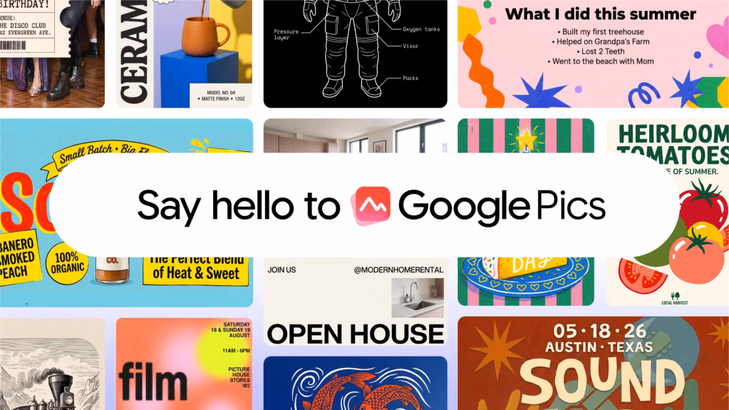 AI资讯:Google Pics界面展示多张设计模板拼贴