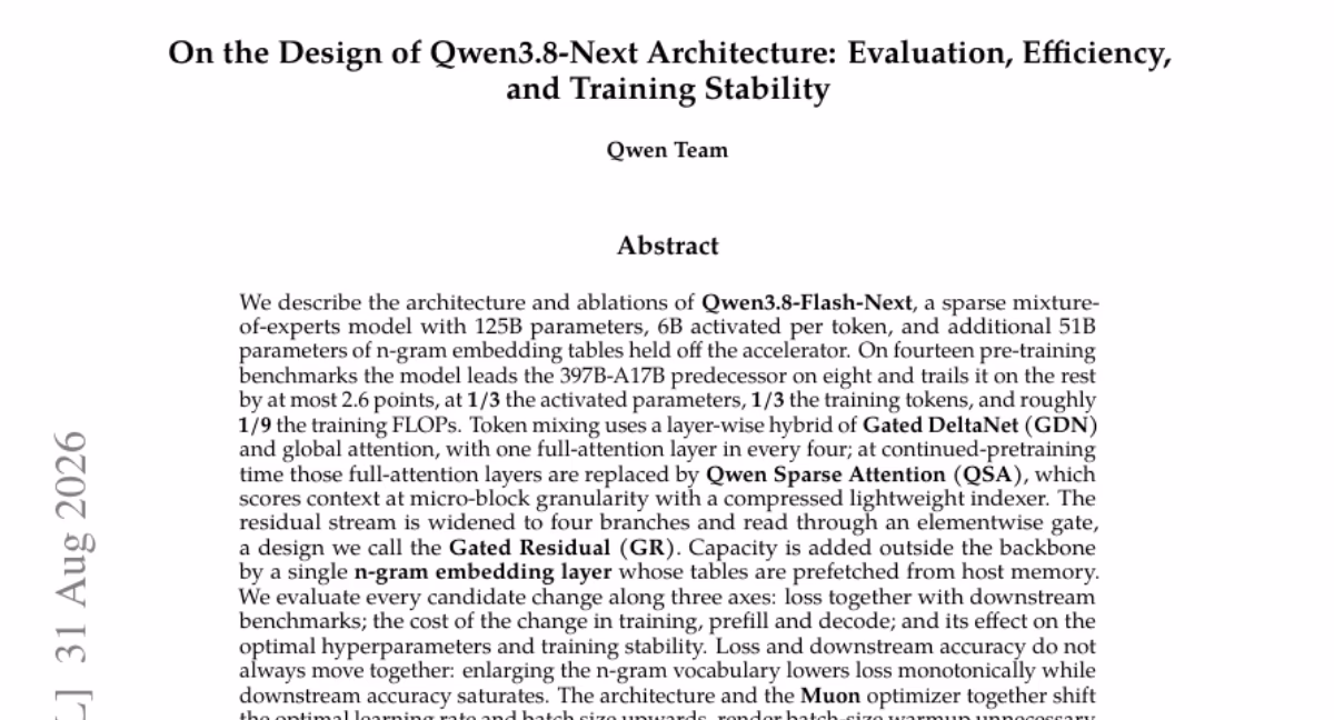 AI资讯:Qwen3.8架构论文缩略图展示稀疏模型设计