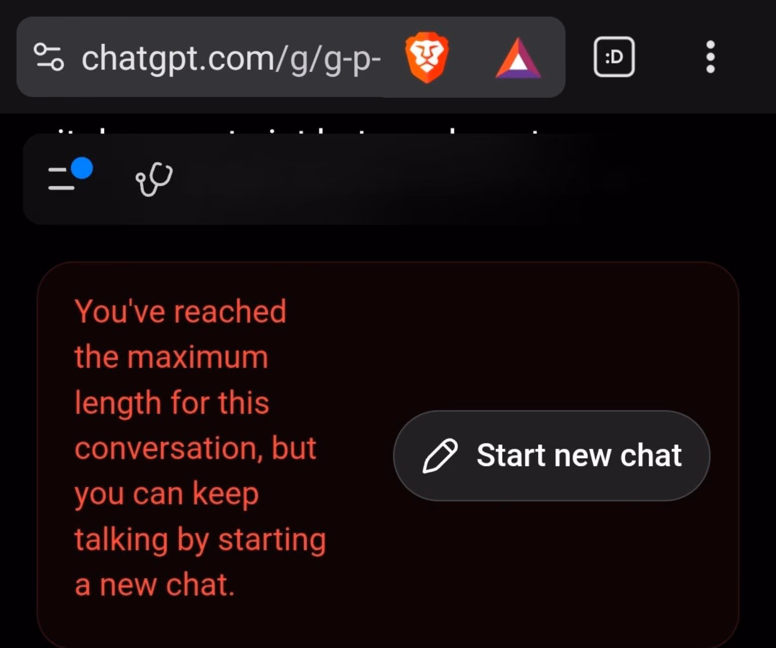 AI资讯:ChatGPT显示对话达到最大长度警告
