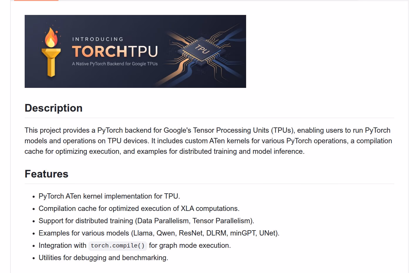 AI资讯:TorchTPU项目说明截图