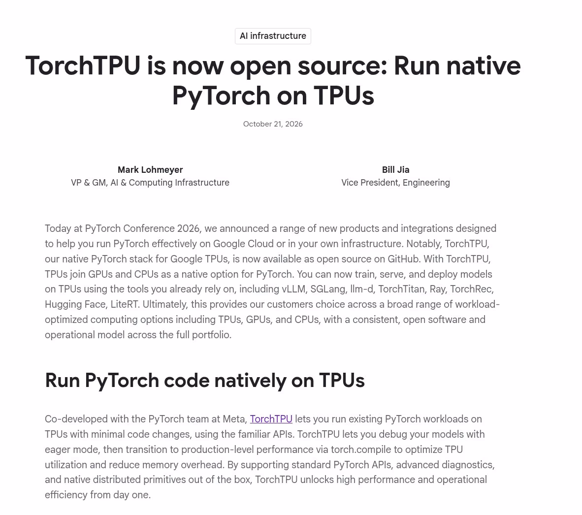 AI资讯:原生PyTorch后端在TPU上逐步调试的示意