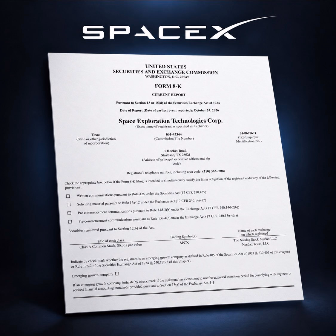 AI资讯:SpaceX递交SEC的GPU融资监管文件截图