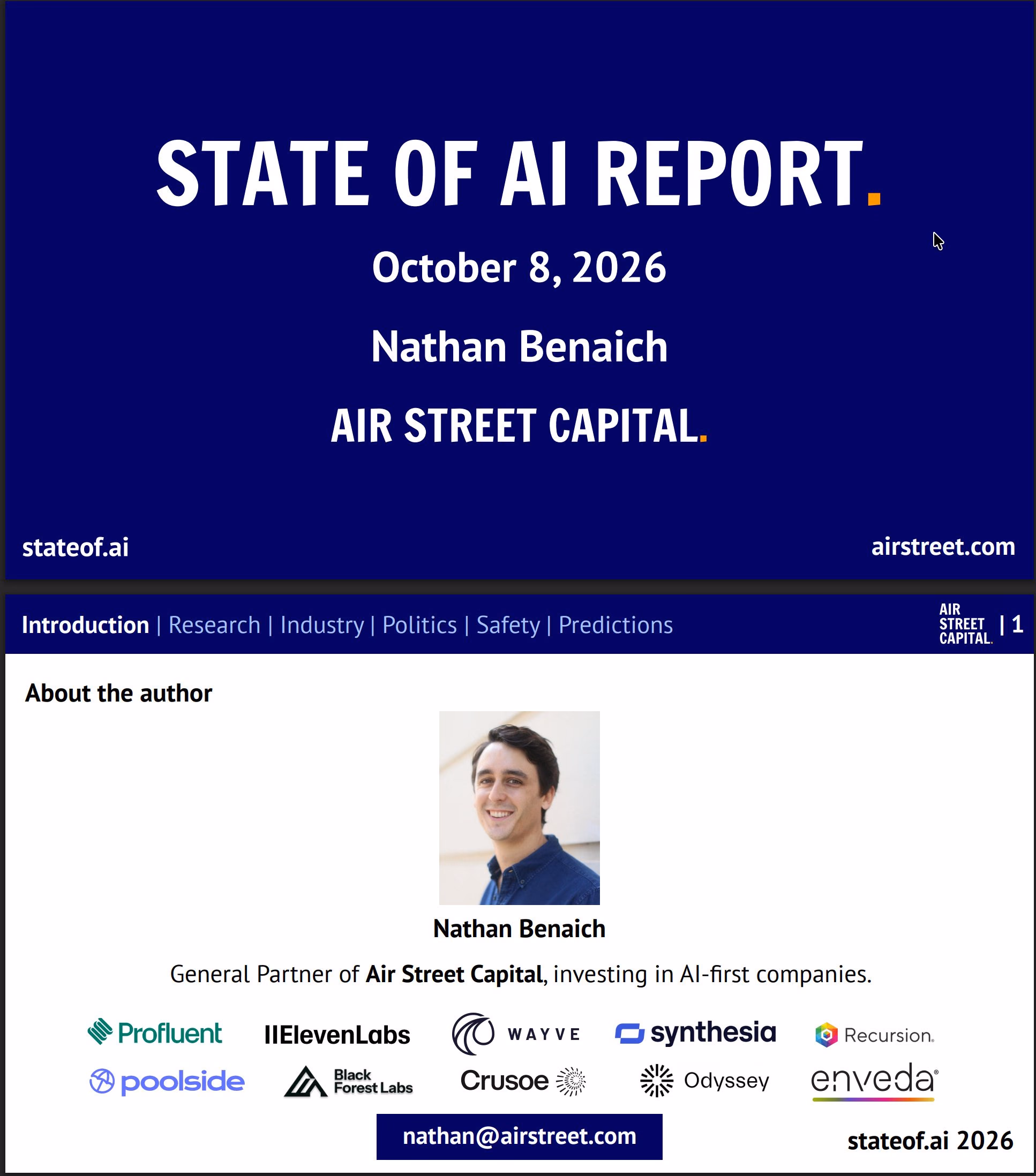 AI资讯:State of AI Report报告封面的英文标题