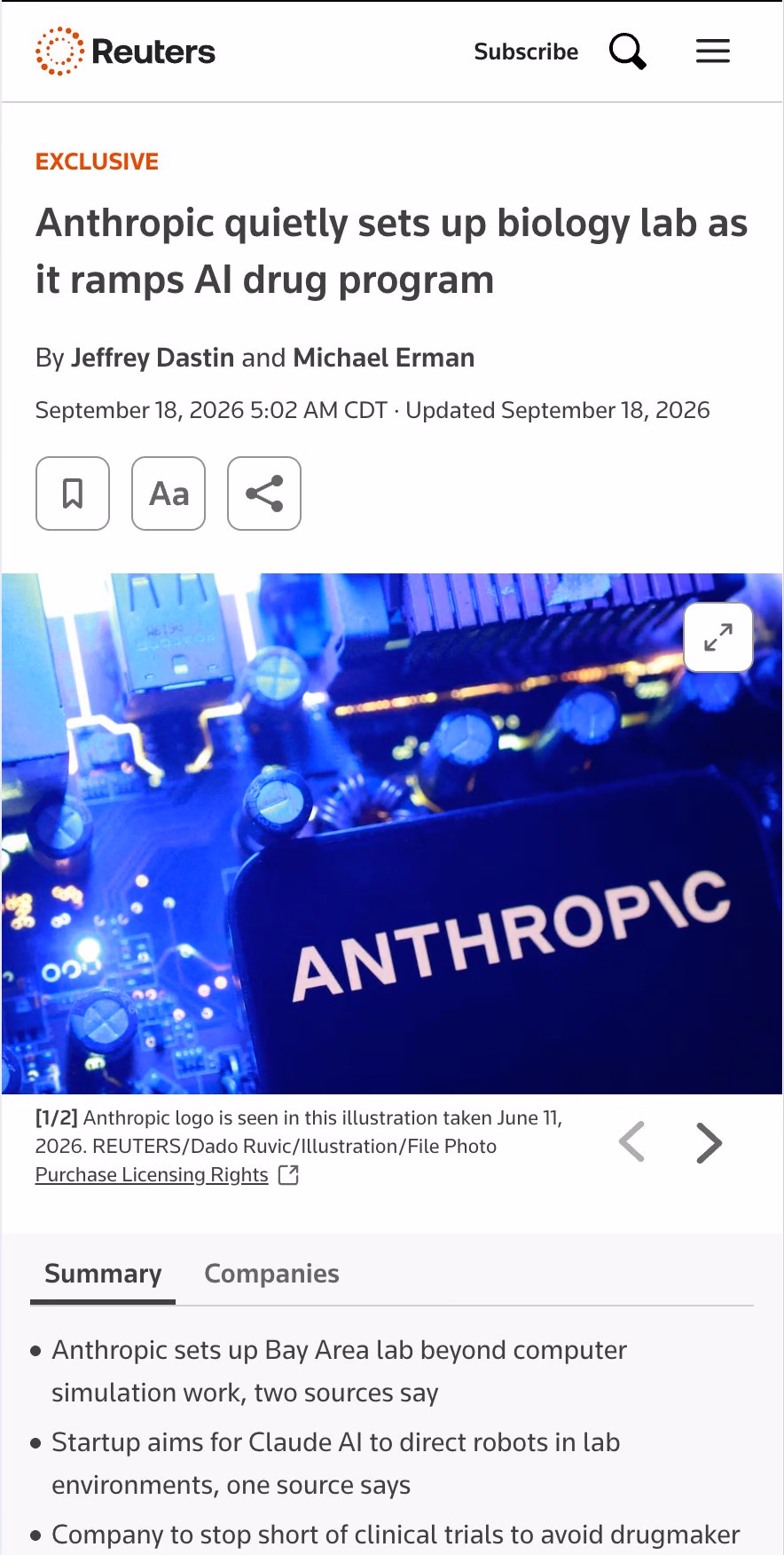 AI资讯: Anthropic 湿实验室报道配图